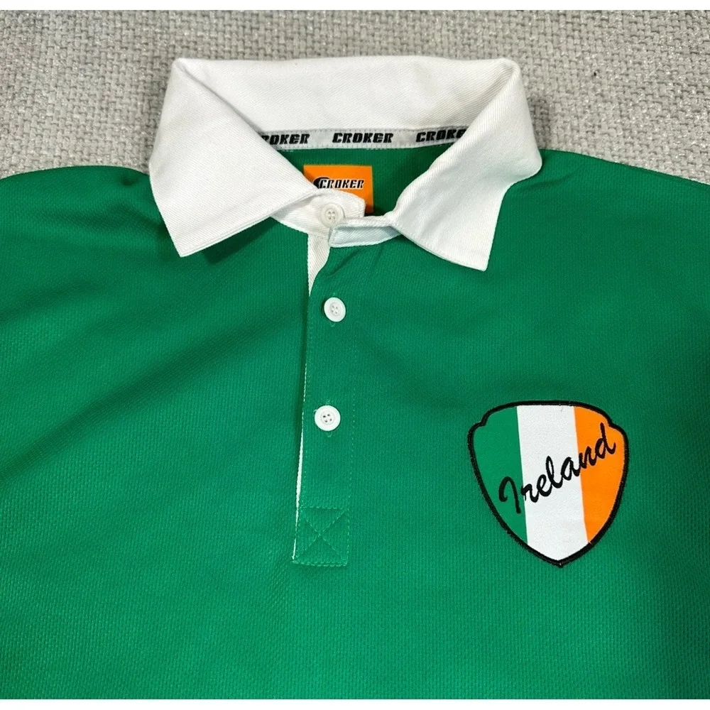 Croker Ireland Rugby Jersey Mens Large Green Orange Polo Shirt NWT Read - Picture 6 of 16